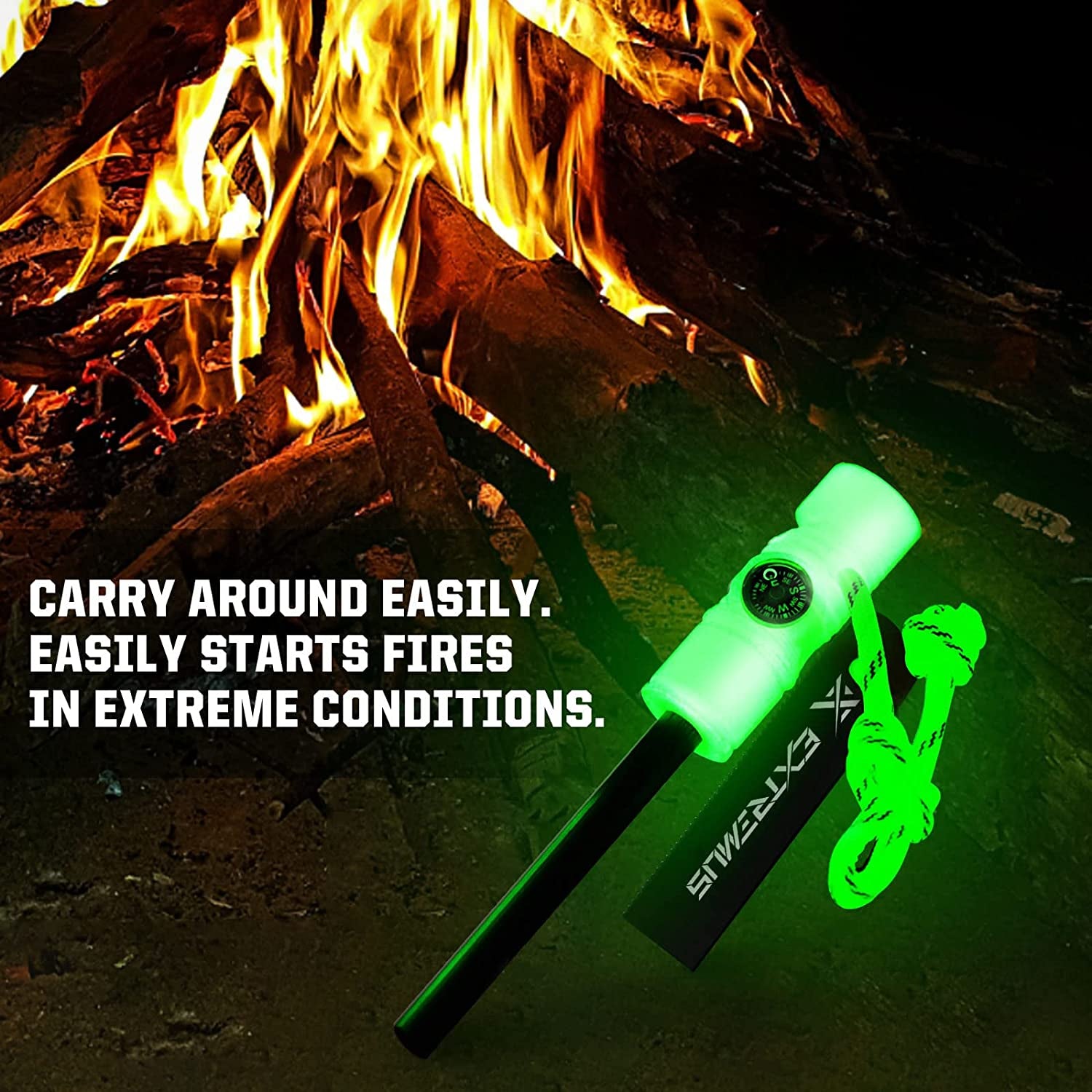 6-In-1 Magnesium Fire Starter with Striker