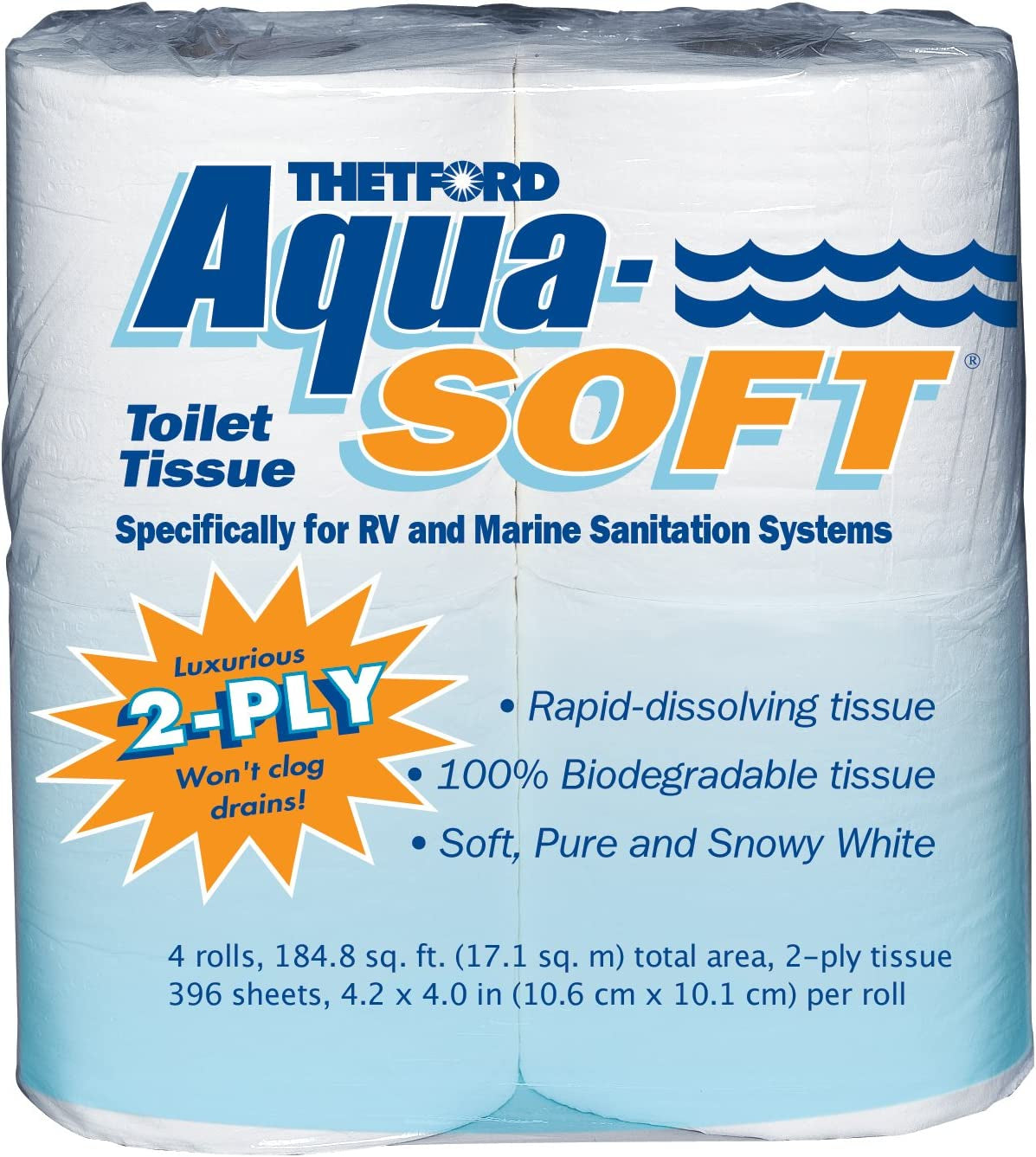 Aqua-Soft Toilet Tissue - Toilet Paper for RV and Marine