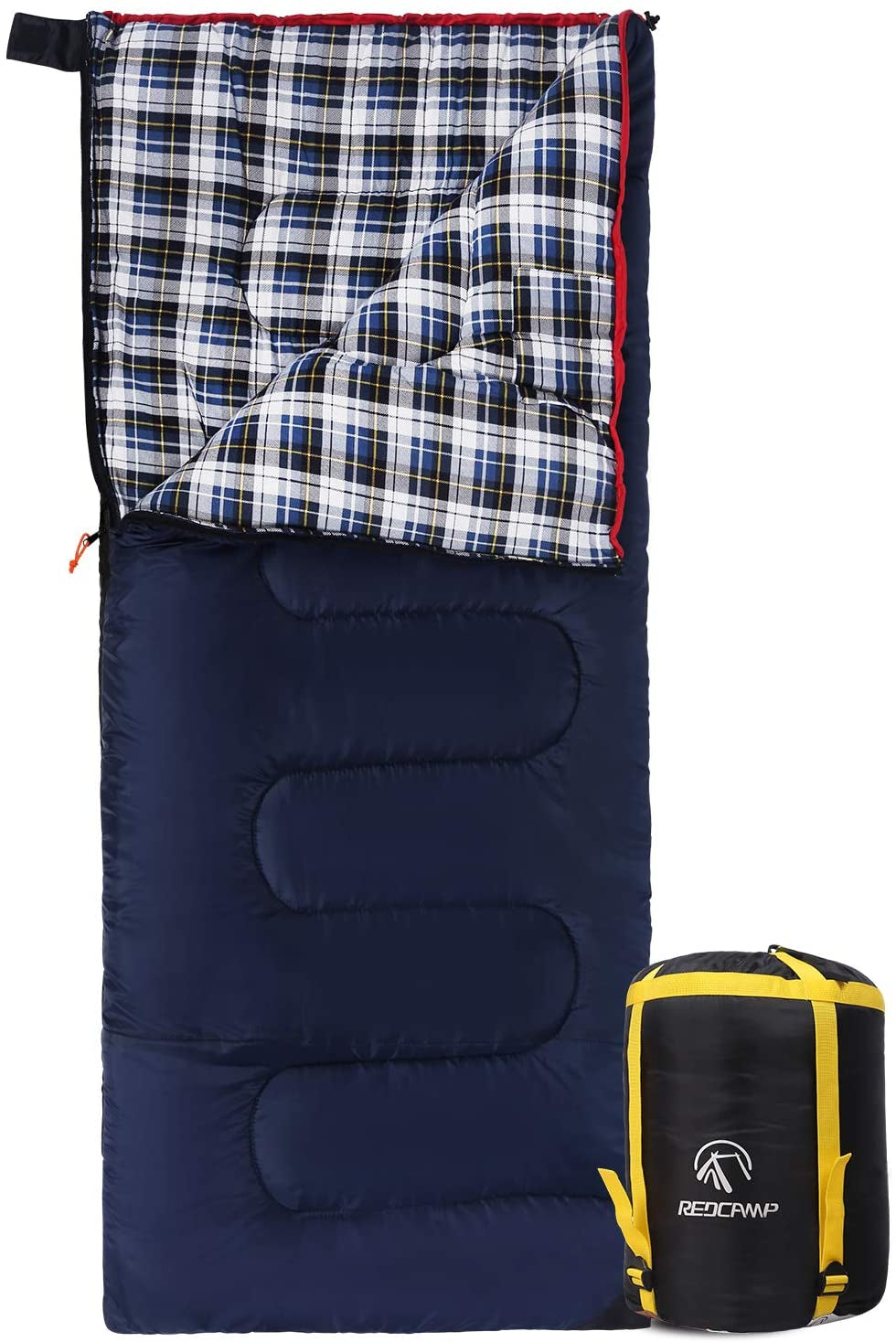 Cotton Flannel Sleeping Bag for Camping Backpacking, Adults Cold Weather Envelope Sleeping Bags with 2/3/4Lbs Filling