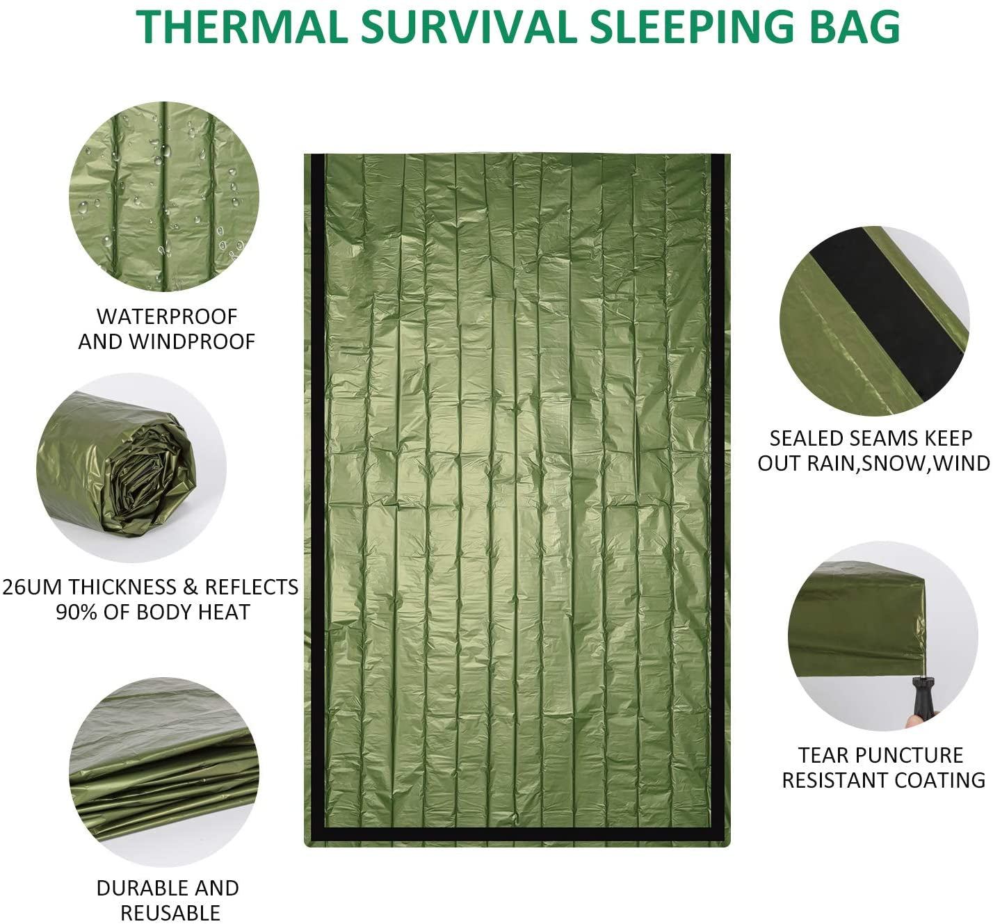 Lightweight Emergency Sleeping Bag 2 Pack