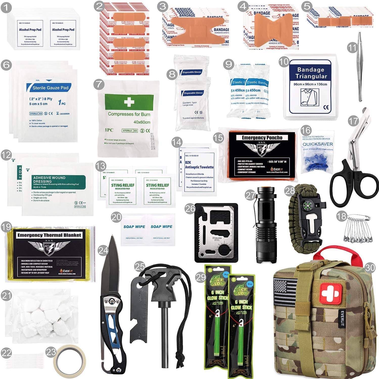 250 Pieces Survival First Aid Kit