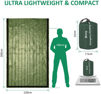 Lightweight Emergency Sleeping Bag 2 Pack