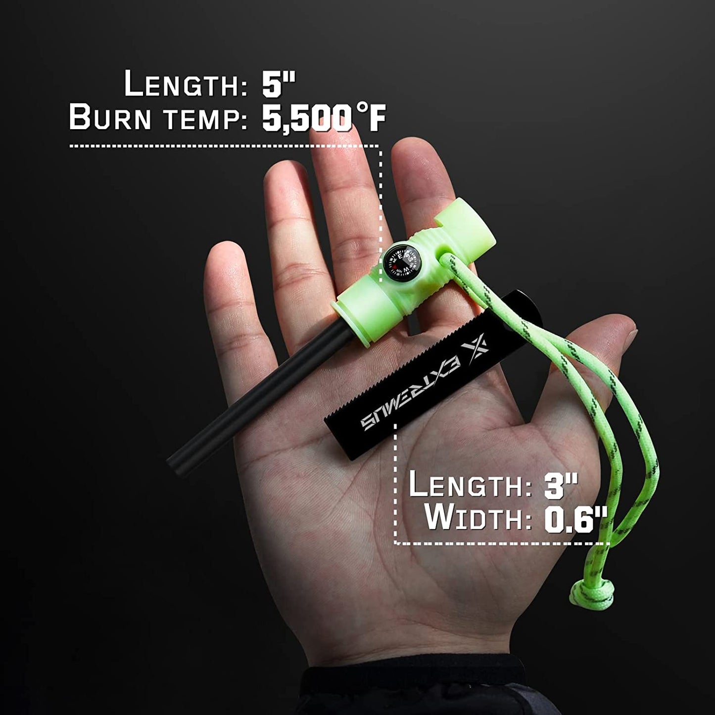 6-In-1 Magnesium Fire Starter with Striker